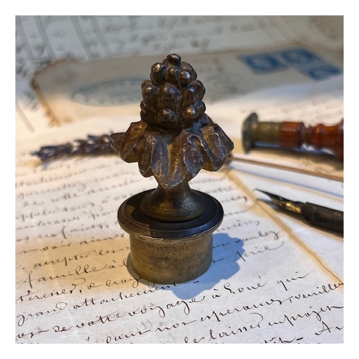 Antique bronze pine cone candle snuffer - 19th century