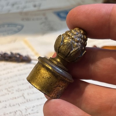 Antique bronze pine cone candle snuffer - 19th century