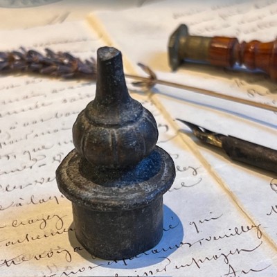 Antique bronze pine cone candle snuffer - 19th century