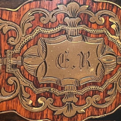 Coffret Napoléon III en bois laqué noir et marqueterie - XIXème siècle