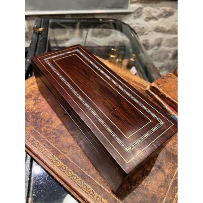 Napoleon III box in rosewood and polychrome marquetry