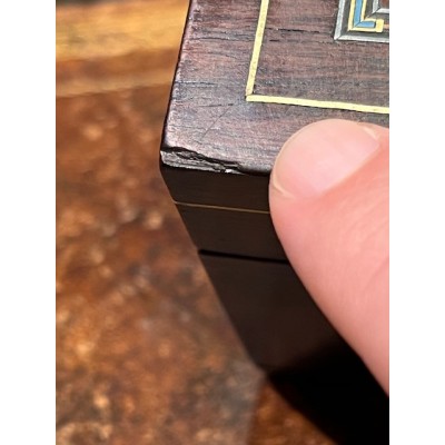 Napoleon III box in rosewood and polychrome marquetry