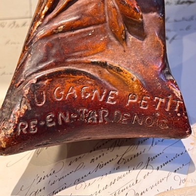 Advertising bust in plaster - Au Gagne Petit - Art Nouveau circa 1900