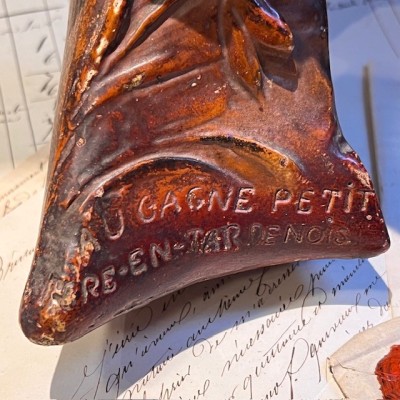 Advertising bust in plaster - Au Gagne Petit - Art Nouveau circa 1900