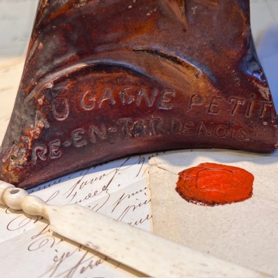 Advertising bust in plaster - Au Gagne Petit - Art Nouveau circa 1900