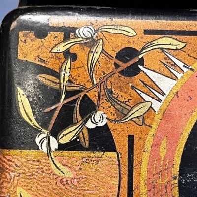 Lacquered boiled cardboard sewing box - Japonism decoration - 1860