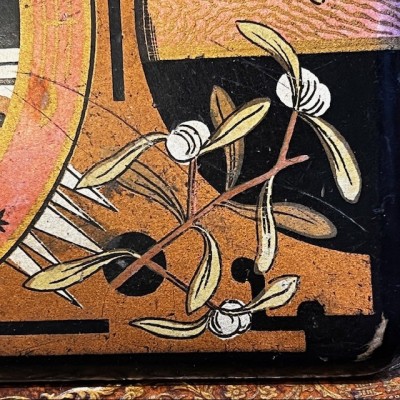 Lacquered boiled cardboard sewing box - Japonism decoration - 1860