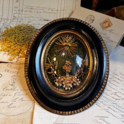 Reliquaire à paperolles Ste Marguerite Marie et du Saint Bosquet XIXe