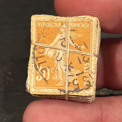 30 centimes Orange - Ballot de 100 timbres ficelé - 1903/1930 -Semeuse