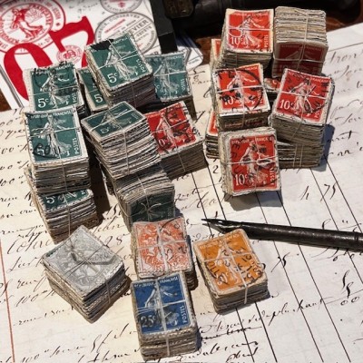 3 centimes Orange - Ballot de 100 timbres ficelé - 1903/1932 - Blanc