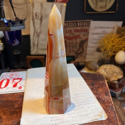 Sardonyx Agate Obelisk - Banded agate