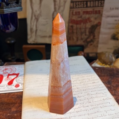 Sardonyx Agate Obelisk - Banded agate