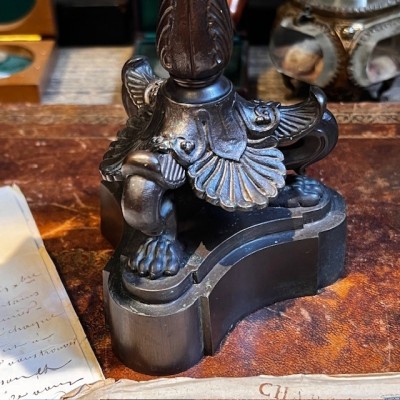 Veilleuse de table à suspension d'époque Louis-Philippe - Verre bleu