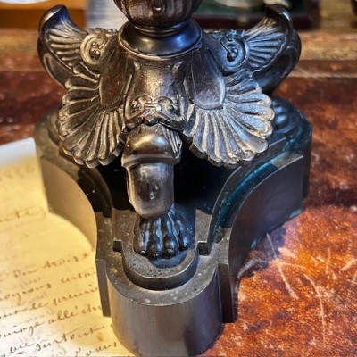 Veilleuse de table à suspension d'époque Louis-Philippe - Verre bleu