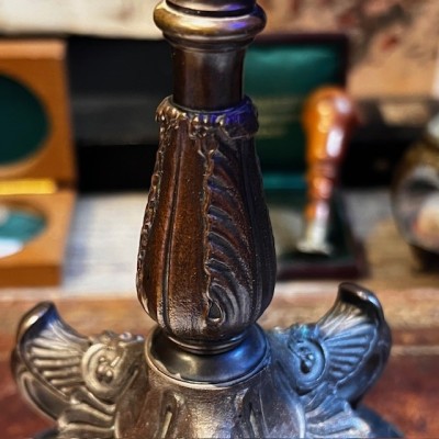 Veilleuse de table à suspension d'époque Louis-Philippe - Verre bleu