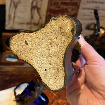 Veilleuse de table à suspension d'époque Louis-Philippe - Verre bleu