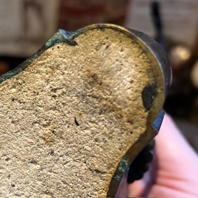 Veilleuse de table à suspension d'époque Louis-Philippe - Verre bleu