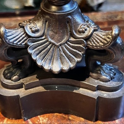 Veilleuse de table à suspension d'époque Louis-Philippe - Verre bleu