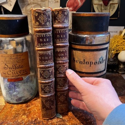 General History of Drugs - Pomet - 1735 edition 2 volumes - Apothecary