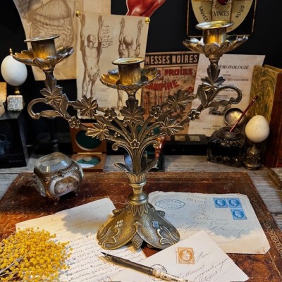 Belle Epoque Floral Candelabra - Art Nouveau - 1900 - Candlestick