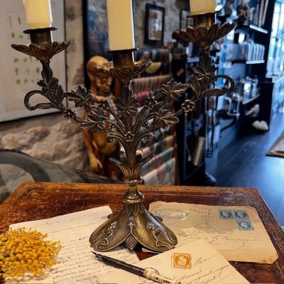 Belle Epoque Floral Candelabra - Art Nouveau - 1900 - Candlestick