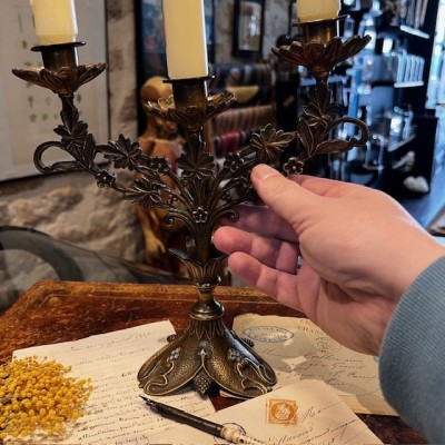 Belle Epoque Floral Candelabra - Art Nouveau - 1900 - Candlestick