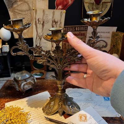 Belle Epoque Floral Candelabra - Art Nouveau - 1900 - Candlestick