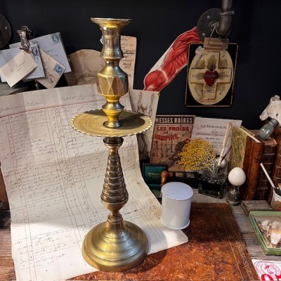 Grand Bougeoir en laiton 42cm - Chandelier - Candélabre - Début XXème