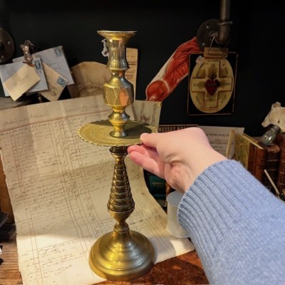 Large brass candlestick - Candleholder - 42cm - XXth century