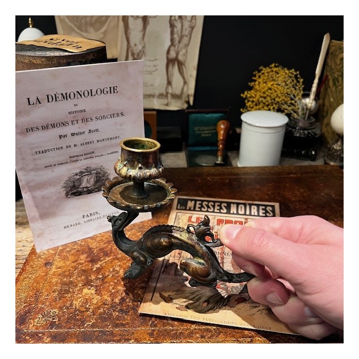 Bronze Dragon Hand Candle Holder – Troubadour Style - Napoleon III