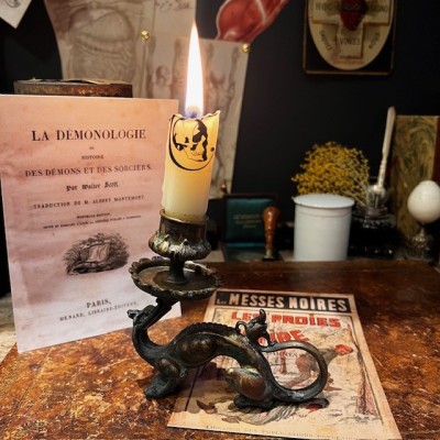 Bronze Dragon Hand Candle Holder – Troubadour Style - Napoleon III