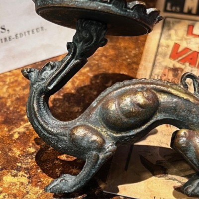 Bronze Dragon Hand Candle Holder – Troubadour Style - Napoleon III