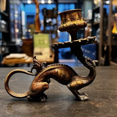 Bronze Dragon Hand Candle Holder – Troubadour Style - Napoleon III