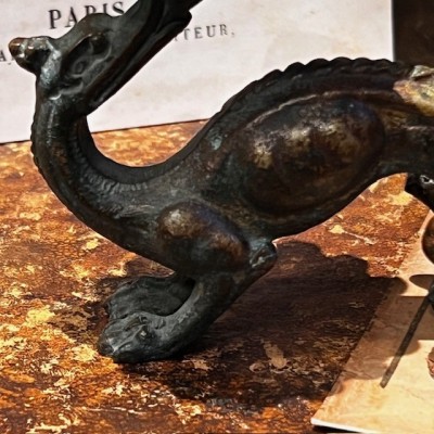 Bougeoir à Main Dragon en Bronze – Style Troubadour - Napoléon III