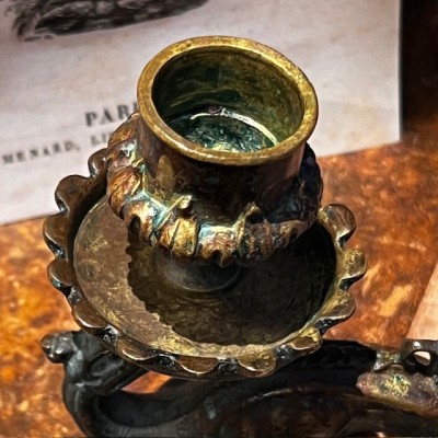 Bronze Dragon Hand Candle Holder – Troubadour Style - Napoleon III