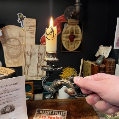 Bougeoir à Main Dragon en Bronze – Style Troubadour - Napoléon III