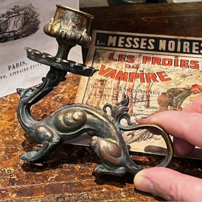 Bronze Dragon Hand Candle Holder – Troubadour Style - Napoleon III