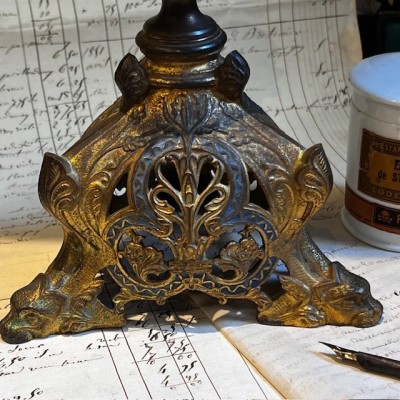 Tripod Torch Holder - Napoleon III - Troubadour style in brass