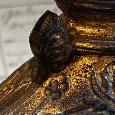 Tripod Torch Holder - Napoleon III - Troubadour style in brass