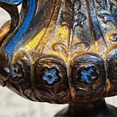 Tripod Torch Holder - Napoleon III - Troubadour style in brass