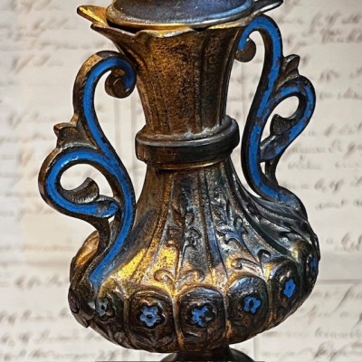 Tripod Torch Holder - Napoleon III - Troubadour style in brass