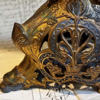 Tripod Torch Holder - Napoleon III - Troubadour style in brass