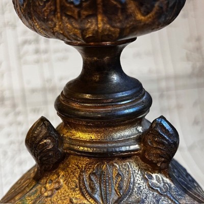 Tripod Torch Holder - Napoleon III - Troubadour style in brass