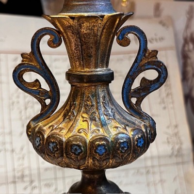 Tripod Torch Holder - Napoleon III - Troubadour style in brass