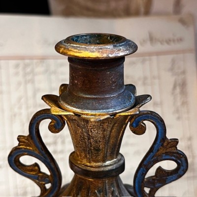 Tripod Torch Holder - Napoleon III - Troubadour style in brass