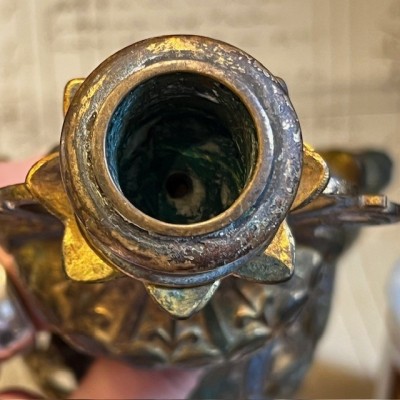 Tripod Torch Holder - Napoleon III - Troubadour style in brass