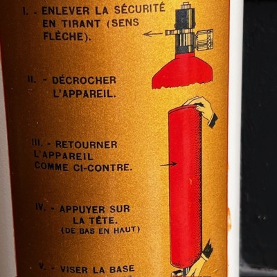 Extincteur "Stop-Fire" ancien en acier émaillé - Vers 1925 - Art Déco