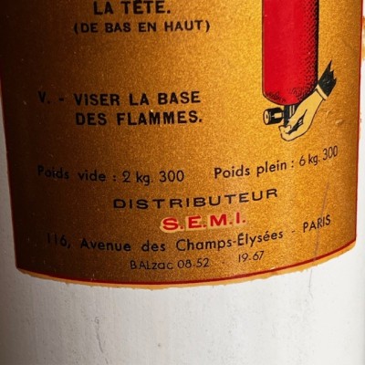 Extincteur "Stop-Fire" ancien en acier émaillé - Vers 1925 - Art Déco