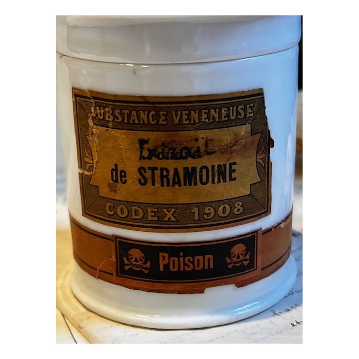 Stramonium - Poison - Antique pharmacy ointment jar - Apothecary 1908