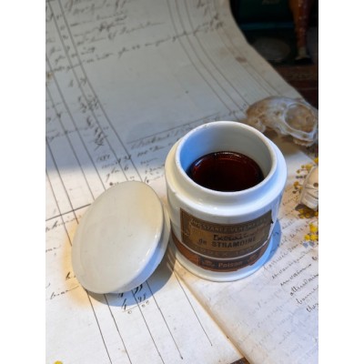 Stramonium - Poison - Antique pharmacy ointment jar - Apothecary 1908